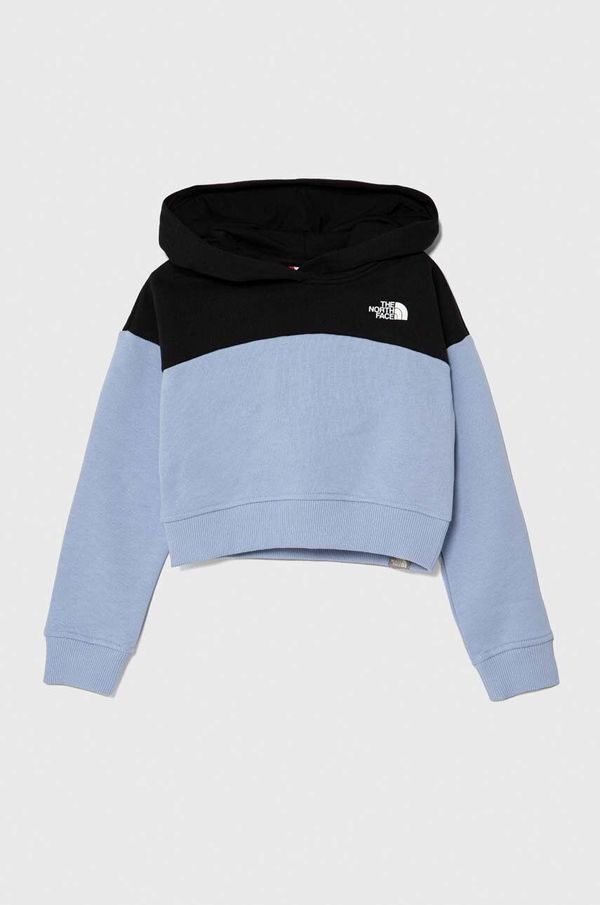 The North Face Otroški bombažen pulover The North Face G DREW PEAK CROP P/O HOODIE s kapuco