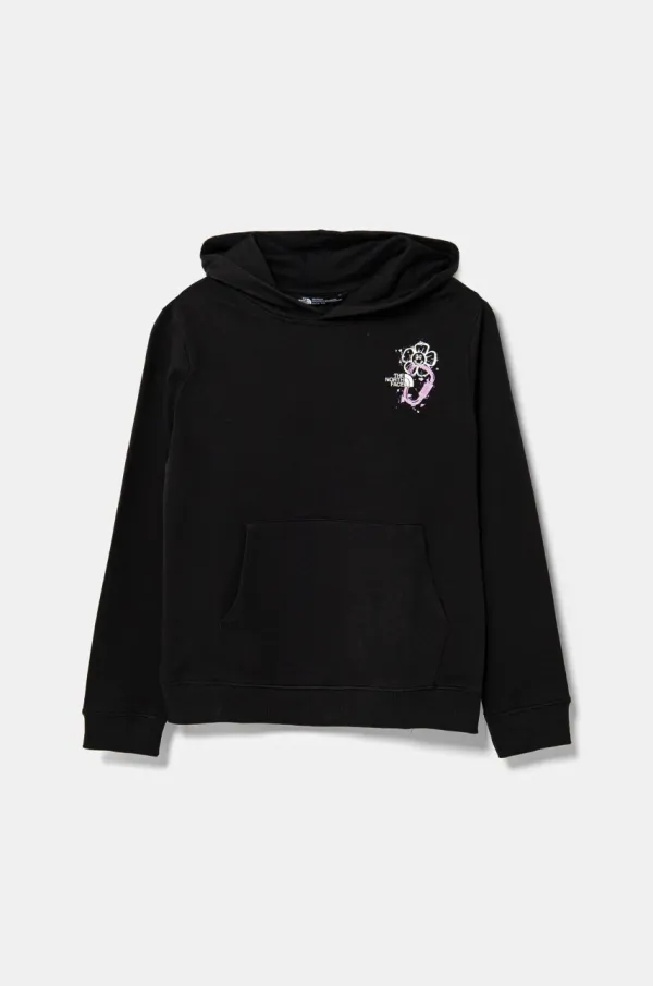 The North Face Otroški bombažen pulover The North Face GRAPHIC RELAXED HOODIE črna barva, s kapuco, NF0A8AXRJK31
