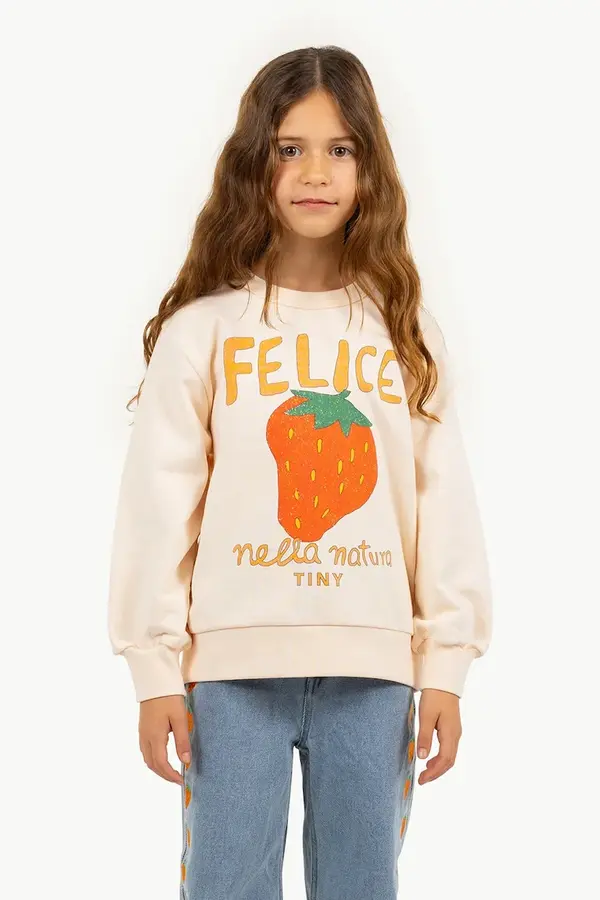 Tinycottons Otroški bombažen pulover Tinycottons NELLA NATURA GRAPHIC SWEATSHIRT