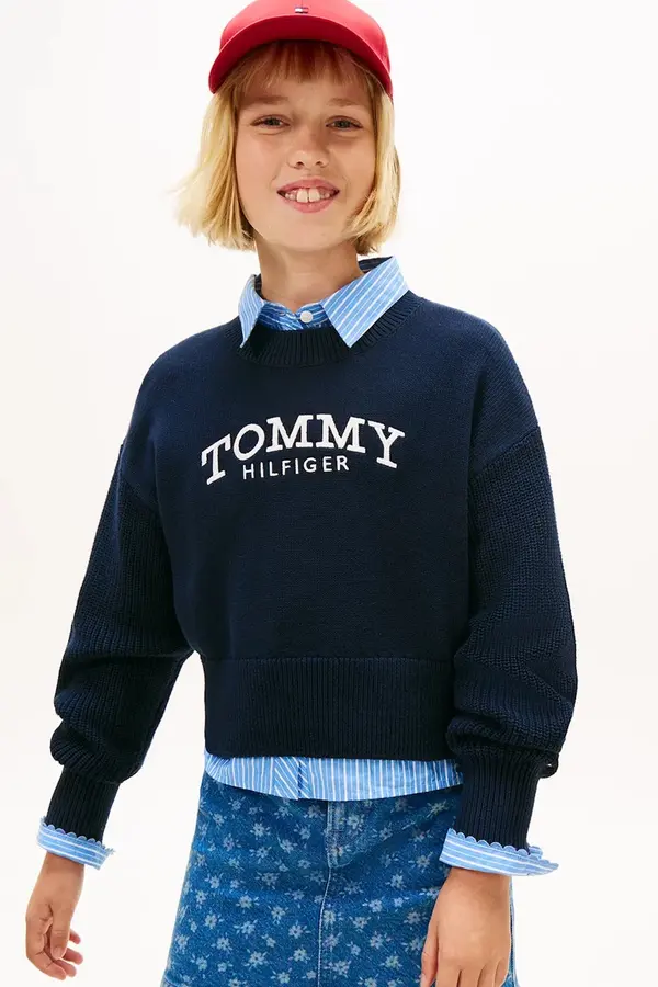 Tommy Hilfiger Otroški bombažen pulover Tommy Hilfiger