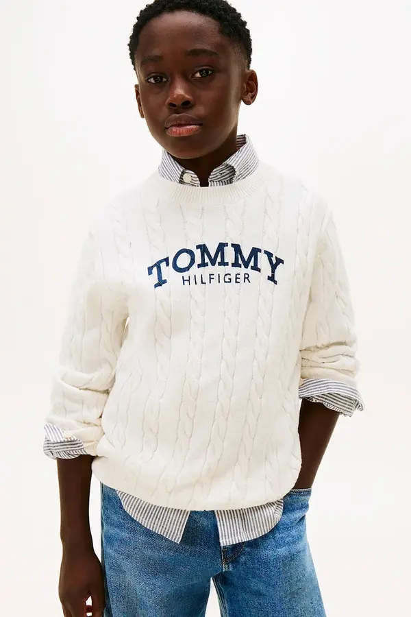 Tommy Hilfiger Otroški bombažen pulover Tommy Hilfiger