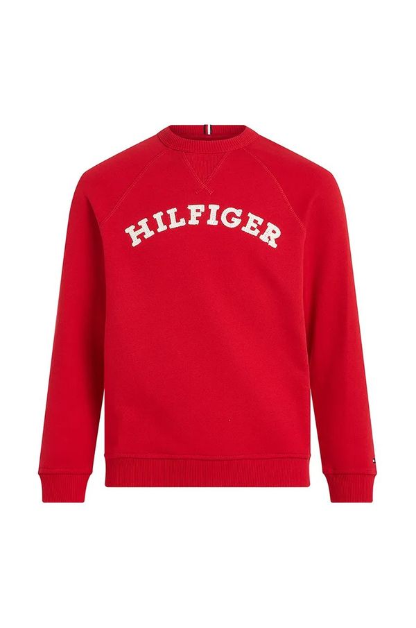 Tommy Hilfiger Otroški bombažen pulover Tommy Hilfiger rdeča barva, KS0KS00626