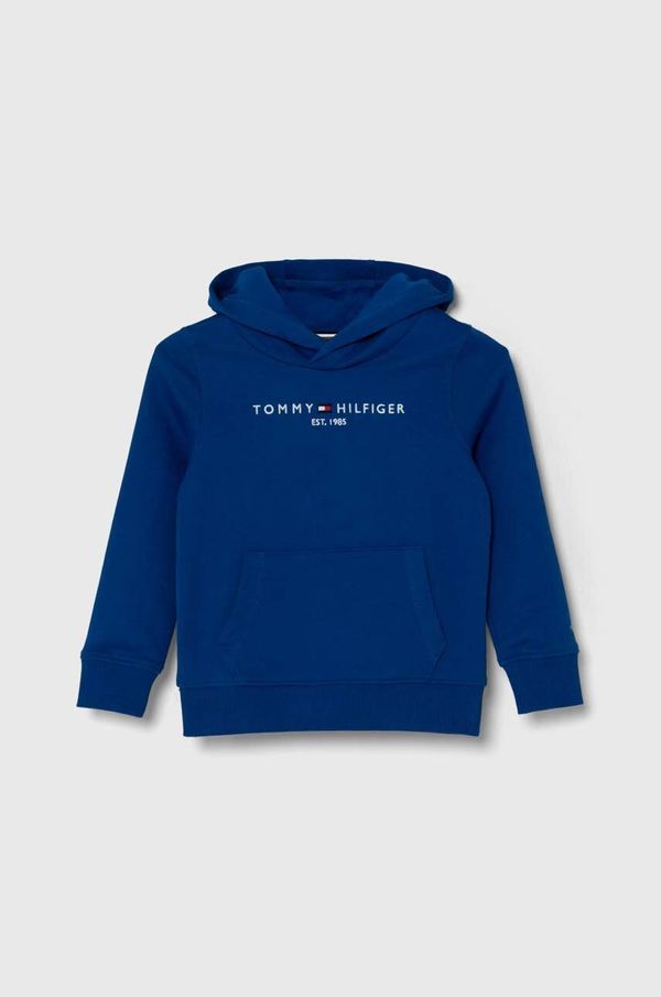 Tommy Hilfiger Otroški bombažen pulover Tommy Hilfiger s kapuco