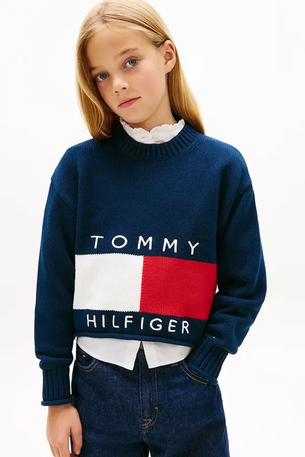 Tommy Hilfiger Otroški bombažen pulover Tommy Hilfiger