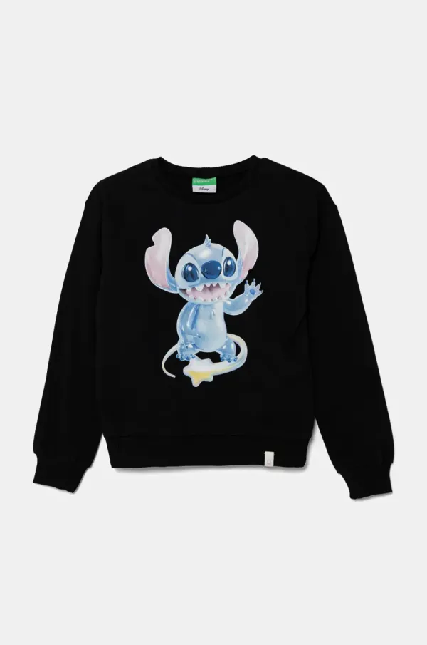 United Colors of Benetton Otroški bombažen pulover United Colors of Benetton črna barva, 3PQMC10MU