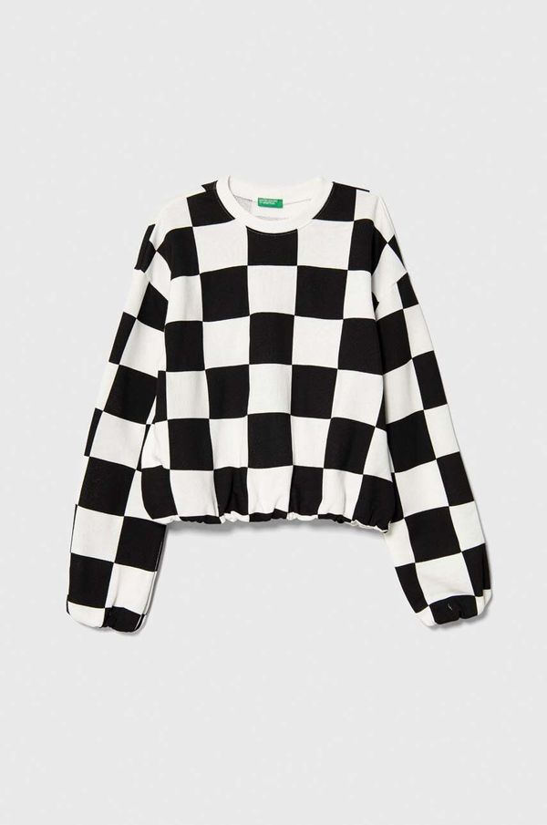 United Colors of Benetton Otroški bombažen pulover United Colors of Benetton črna barva