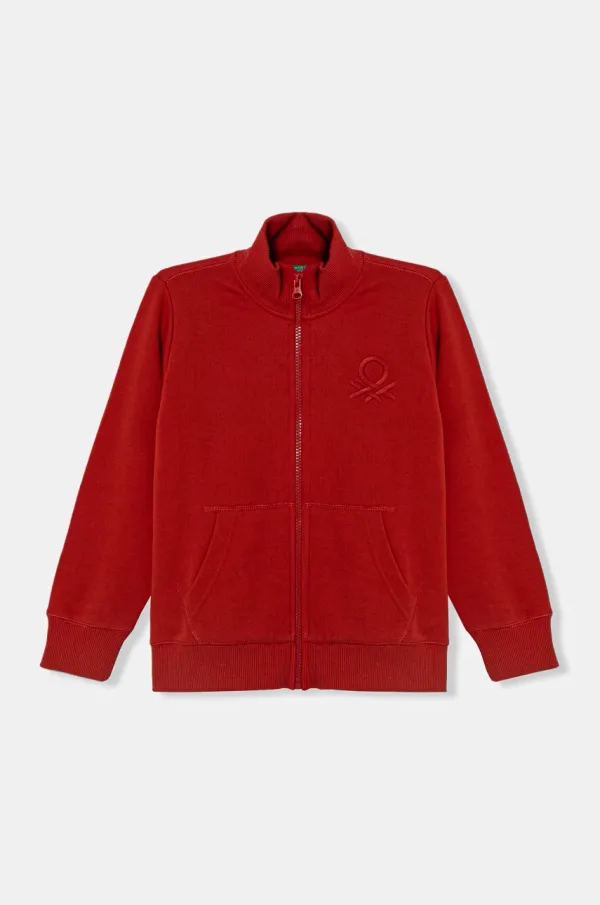 United Colors of Benetton Otroški bombažen pulover United Colors of Benetton rdeča barva, 3J68C501B