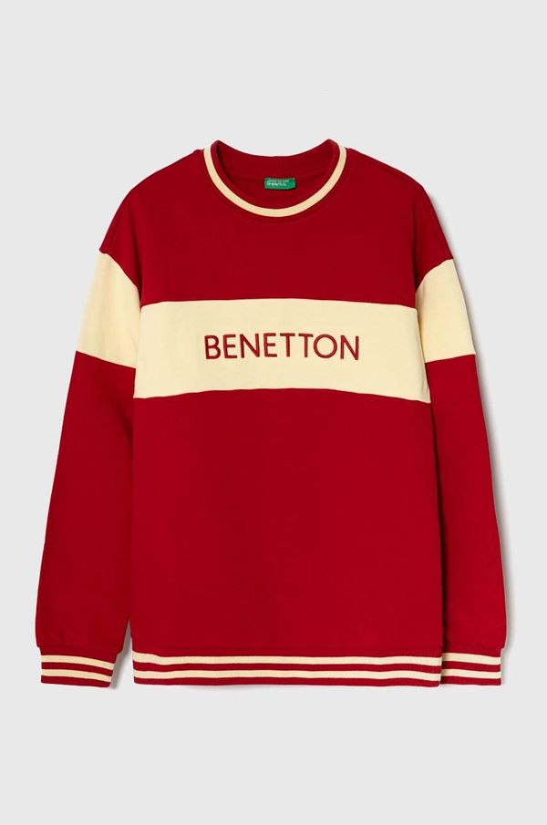 United Colors of Benetton Otroški bombažen pulover United Colors of Benetton rdeča barva