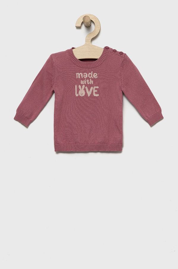 United Colors of Benetton Otroški bombažen pulover United Colors of Benetton roza barva