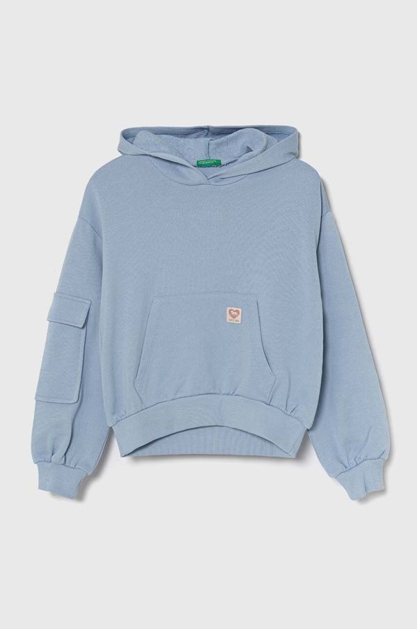 United Colors of Benetton Otroški bombažen pulover United Colors of Benetton s kapuco