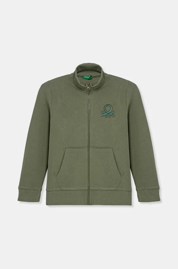 United Colors of Benetton Otroški bombažen pulover United Colors of Benetton zelena barva, 3J68C501B