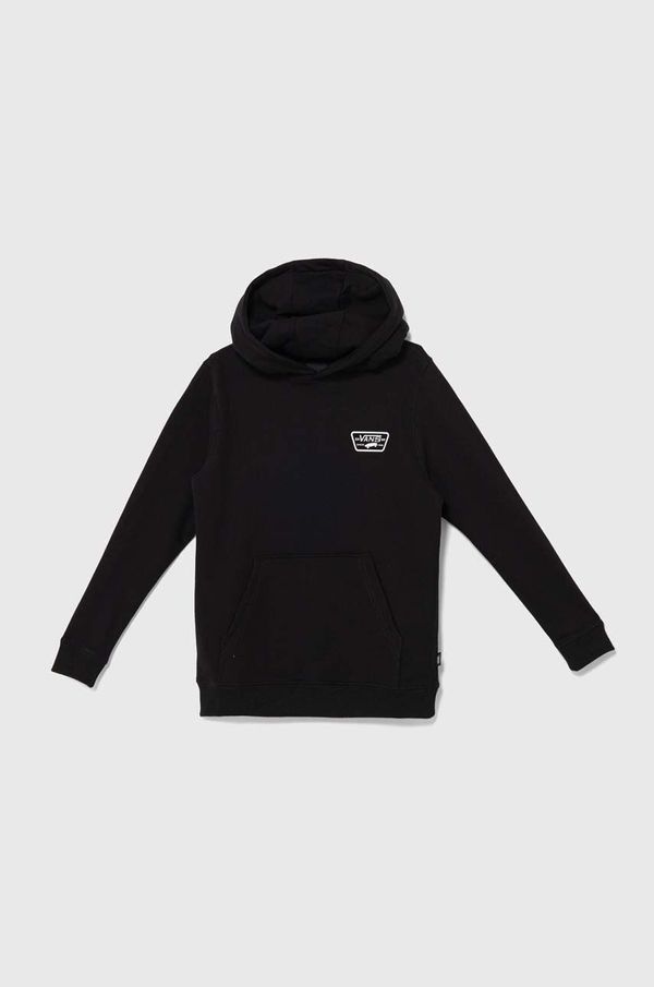 Vans Otroški bombažen pulover Vans BY Full Patched II PO črna barva, s kapuco, VN000JBEBLK1
