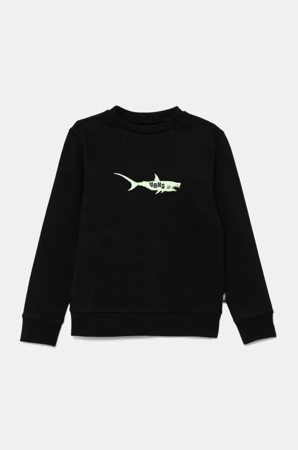 Vans Otroški bombažen pulover Vans The Pack Crew črna barva, VN000MMABLK1