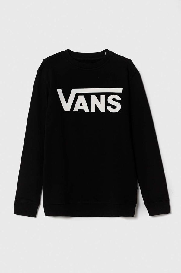 Vans Otroški bombažen pulover Vans VANS CLASSIC CREW črna barva