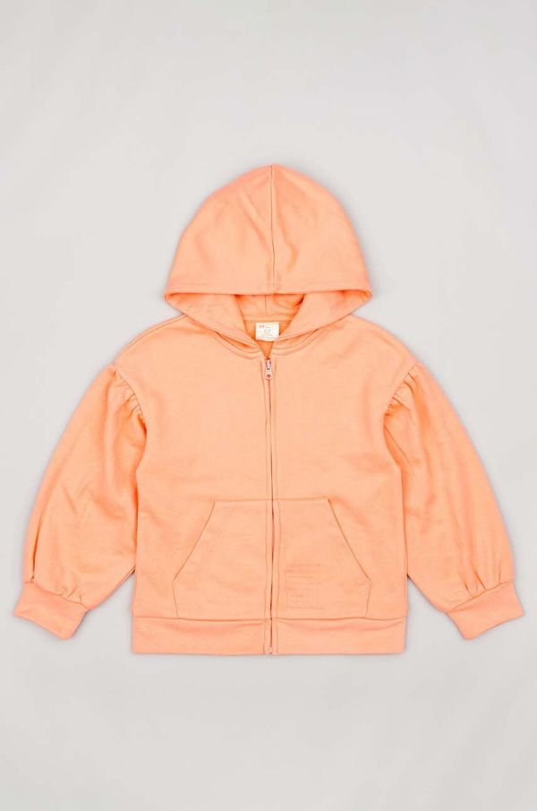 Zippy Otroški bombažen pulover zippy oranžna barva, s kapuco