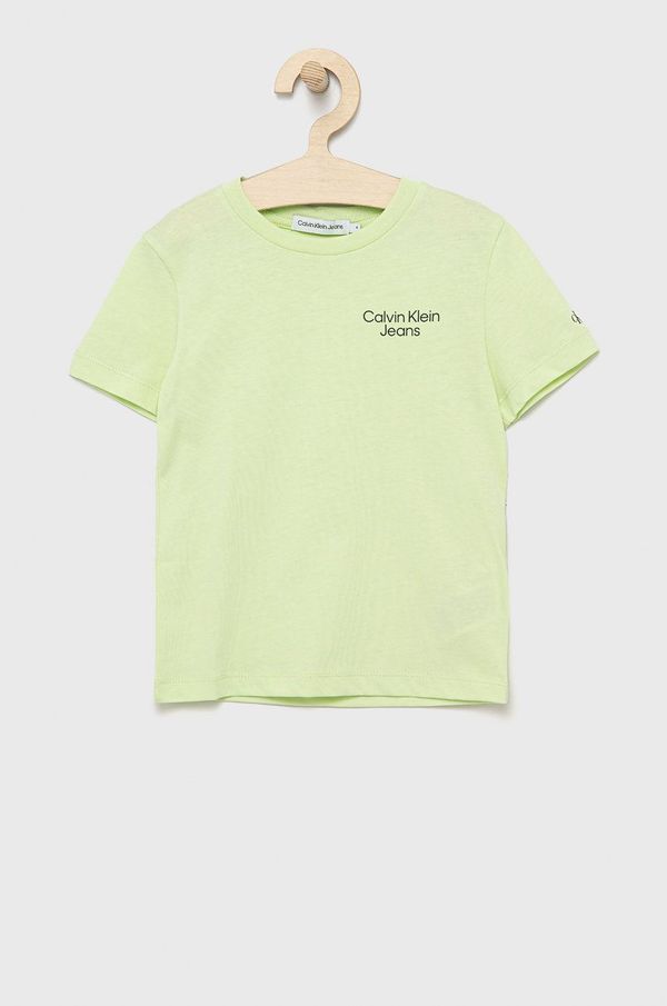 Calvin Klein Jeans Otroški bombažen t-shirt Calvin Klein Jeans zelena barva