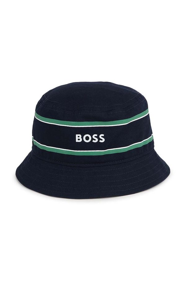 Boss Otroški bombažni klobuk BOSS mornarsko modra barva