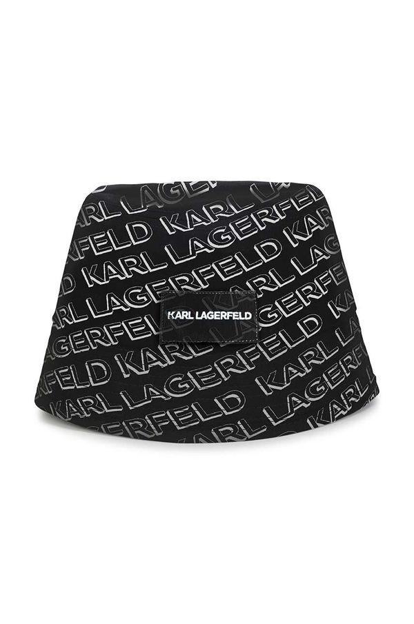 Karl Lagerfeld Otroški bombažni klobuk Karl Lagerfeld črna barva