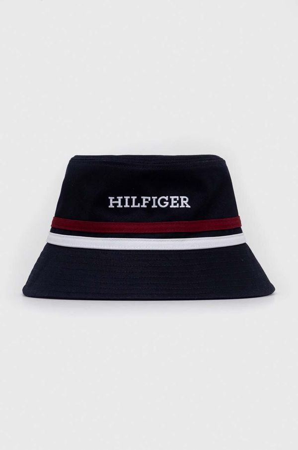 Tommy Hilfiger Otroški bombažni klobuk Tommy Hilfiger mornarsko modra barva