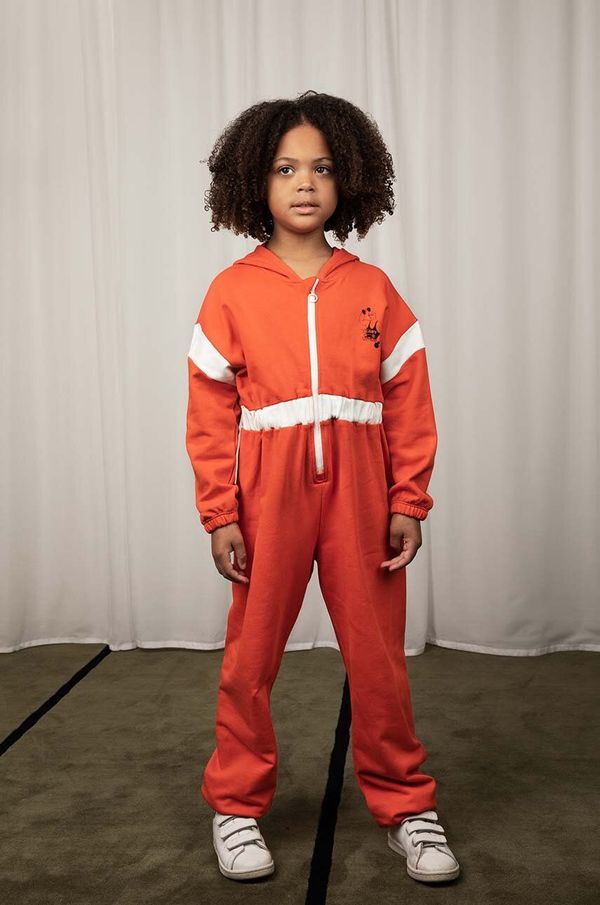 Mini Rodini Otroški bombažni kombinezon Mini Rodini rdeča barva