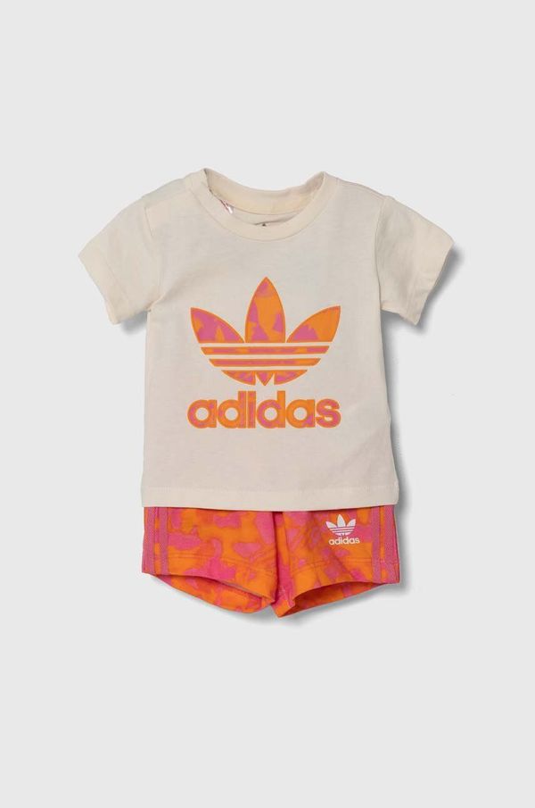 adidas Originals Otroški bombažni komplet adidas Originals oranžna barva