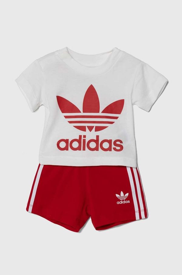 adidas Originals Otroški bombažni komplet adidas Originals rdeča barva