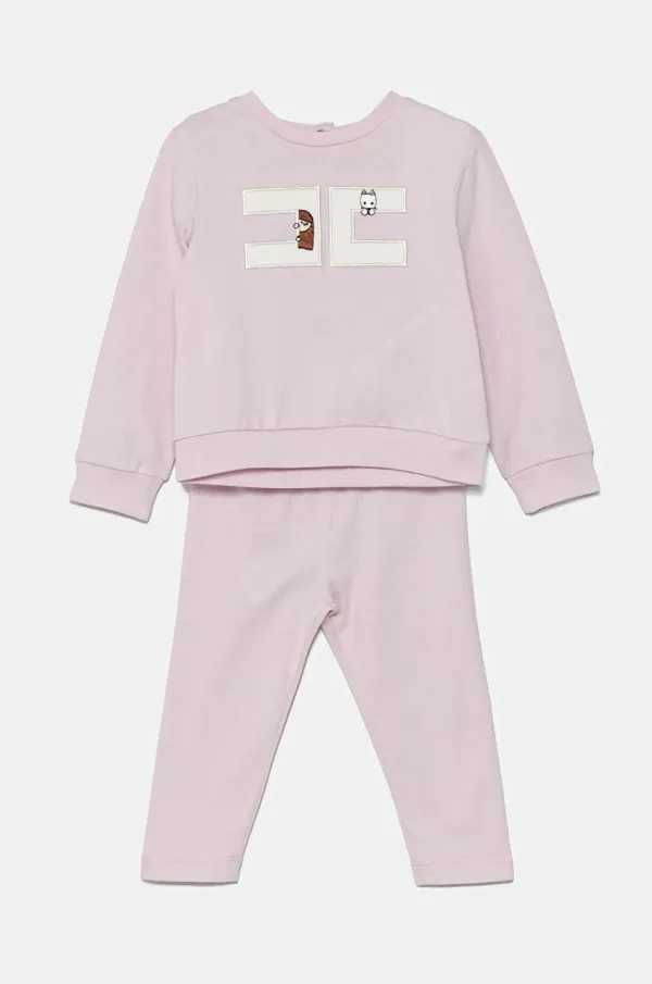 Elisabetta Franchi Otroški bombažni komplet Elisabetta Franchi roza barva, ENCD097.0.JF054