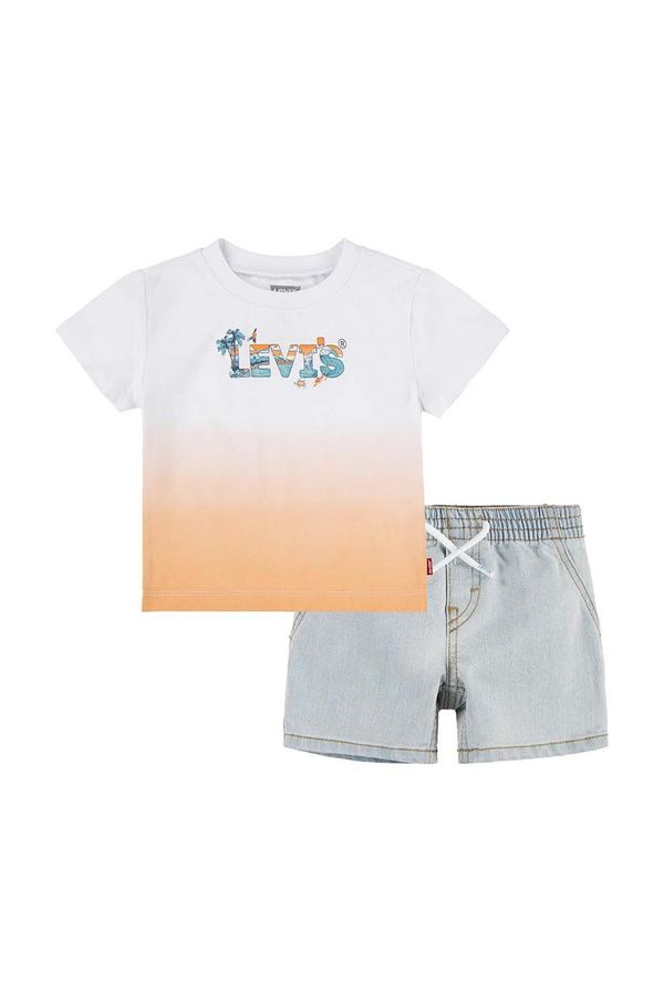 Levi's Otroški bombažni komplet Levi's oranžna barva