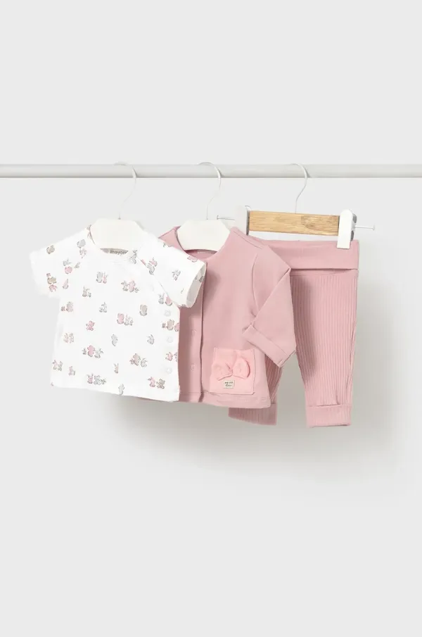 Mayoral Newborn Otroški bombažni komplet Mayoral Newborn roza barva, 1877