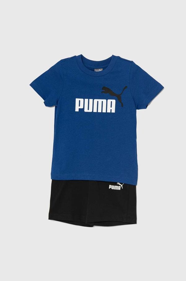 Puma Otroški bombažni komplet Puma Minicats & Shorts Set mornarsko modra barva