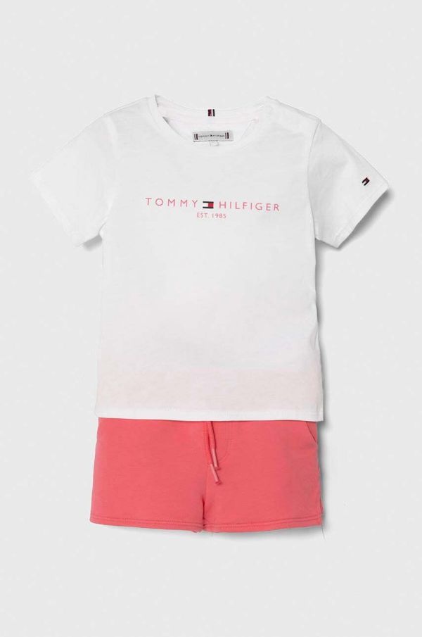 Tommy Hilfiger Otroški bombažni komplet Tommy Hilfiger roza barva