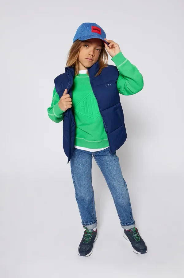 HUGO Otroški brezrokavnik HUGO mornarsko modra barva, G00430