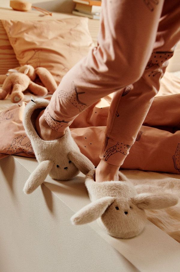 Liewood Otroški copati Liewood Aviaja Rabbit Slippers bež barva, LW19586