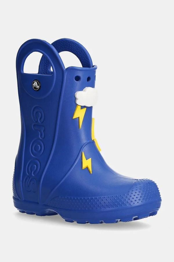 Crocs Otroški gumijasti škornji Crocs HANDLE IT LIGHTNING BOLT RAIN BOOT mornarsko modra barva, 210027