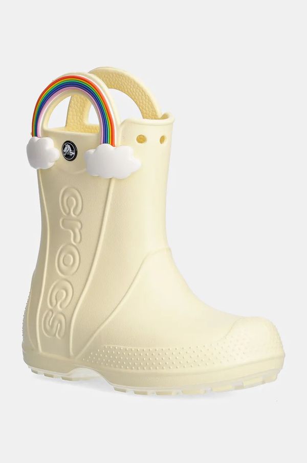 Crocs Otroški gumijasti škornji Crocs HANDLE IT RAINBOW RAIN BOOT rumena barva, 210026