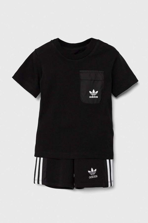 adidas Originals Otroški komplet adidas Originals SHORT TEE SET črna barva, IX7509