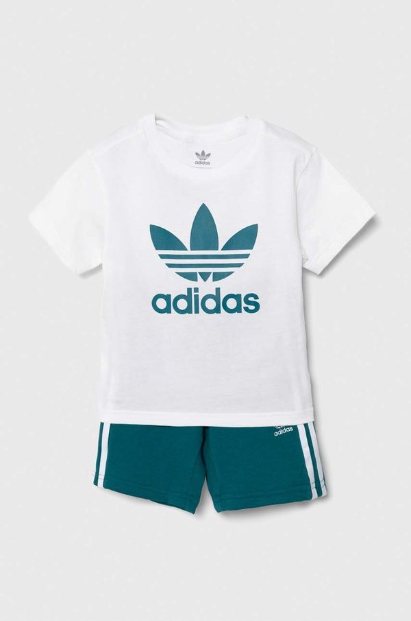 adidas Originals Otroški komplet adidas Originals SHORT TEE SET zelena barva, JE1610