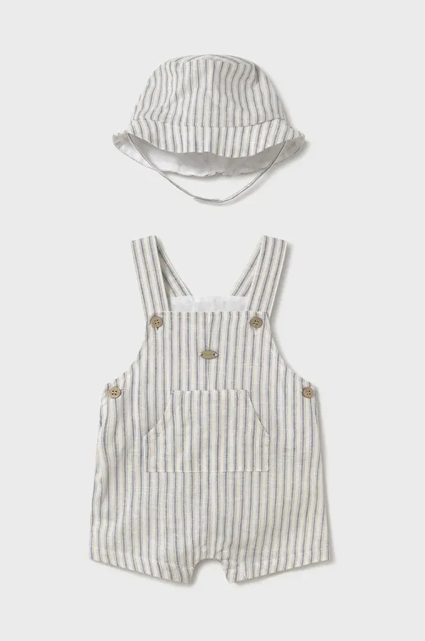 Mayoral Newborn Otroški komplet iz mešanice lanu Mayoral Newborn bež barva, 1601