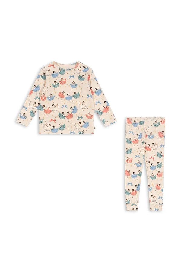 Konges Sløjd Otroški komplet Konges Sløjd BASIC BLOUSE/PANTS SET GOTS bež barva, KS101887