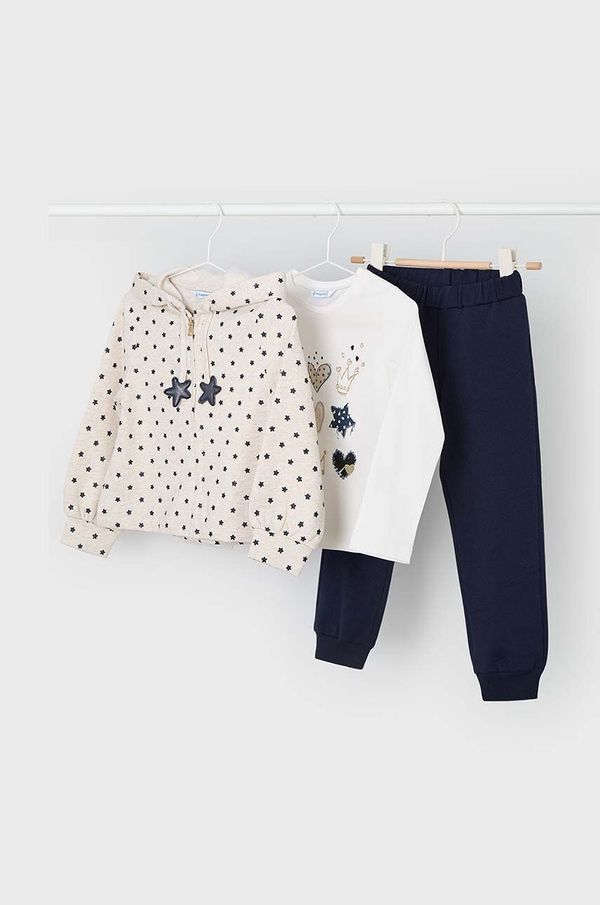 Mayoral Otroški komplet trenirke - dolga majica, pulover in hlače Mayoral mornarsko modra barva, 4889