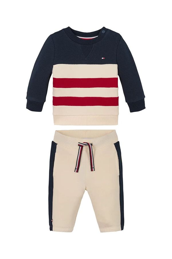 Tommy Hilfiger Otroški komplet trenirke Tommy Hilfiger bež barva, KN0KN01979