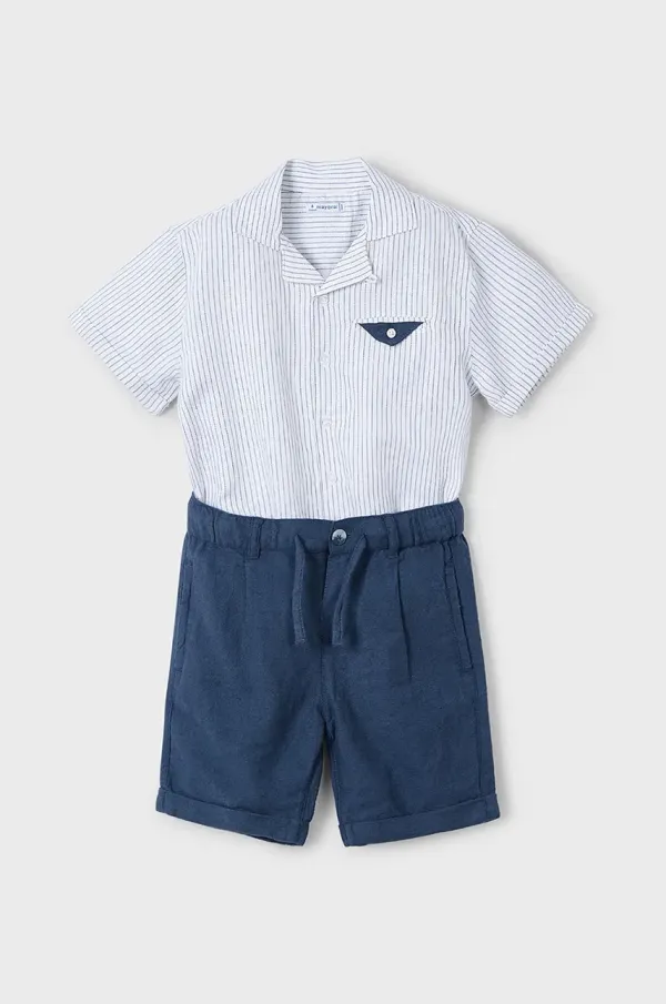Mayoral Otroški komplet z mešanico lanu Mayoral mornarsko modra barva, 3231