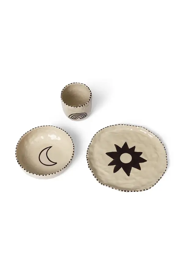 Ferm Living Otroški komplet za zajtrk ferm LIVING Naive Ceramic Set 3-pack