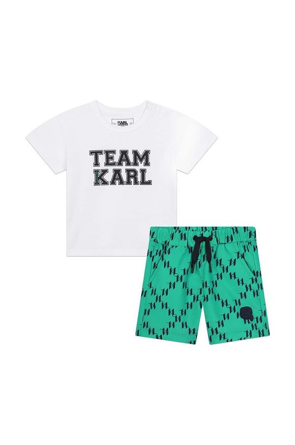 Karl Lagerfeld Otroški kopalni komplet - kratke hlače in majica Karl Lagerfeld bela barva