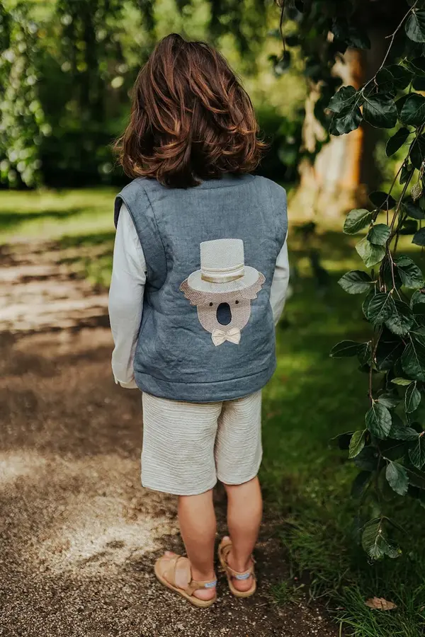 Donsje Otroški lanena telovnik Donsje Larsel Linen Gilet Groom