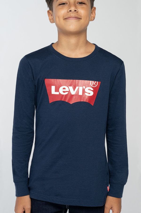 Levi's Otroški longsleeve Levi's mornarsko modra barva