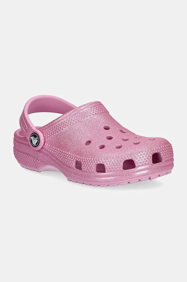 Crocs Otroški natikači Crocs CLASSIC GLITTER CLOG roza barva, 206993