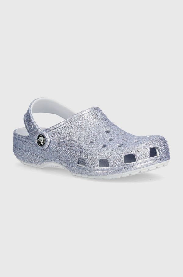 Crocs Otroški natikači Crocs Classic Glitter Clog vijolična barva