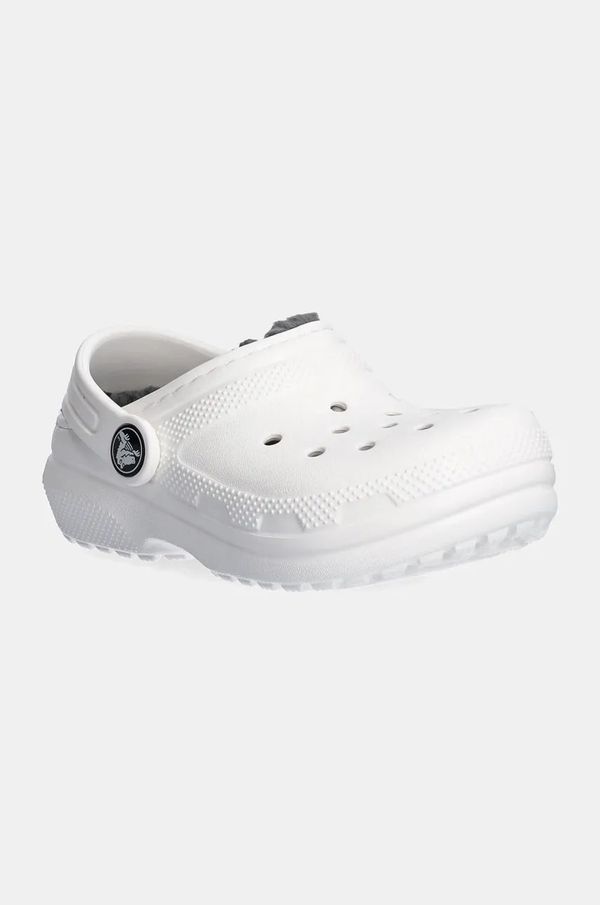 Crocs Otroški natikači Crocs CLASSIC LINED CLOG bela barva, 207009