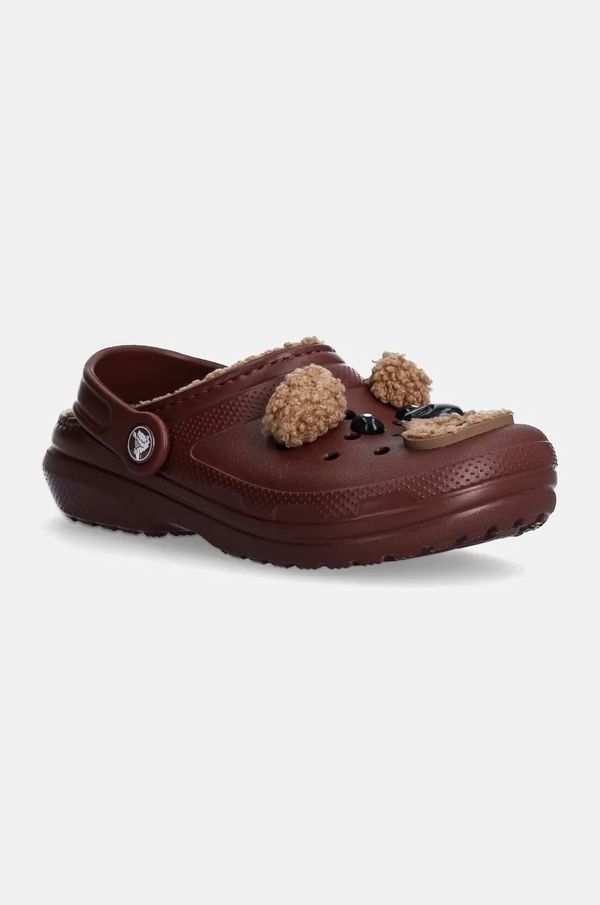 Crocs Otroški natikači Crocs CLASSIC LINED IAM BROWN BEAR CLOG rjava barva, 210399